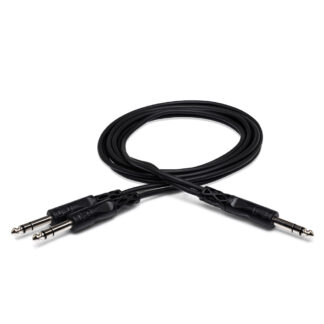 This cable is designed to duplicate a stereo signal. It may be used to connect a balanced phone output to two balanced phone inputs. Features include: • Nickel-plated plugs for rugged durability and efficient signal transfer • Oxygen-Free Copper (OFC) conductors for enhanced signal clarity • OFC spiral shields for effective EMI and RFI rejection and flexibility Connectors: 1/4 in TRS to Dual 1/4 in TRS