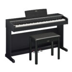 Yamaha YDP145 Digital Piano Black Angle & Bench