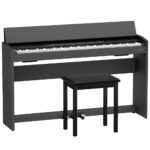 Roland F107 Compact Digital Piano Black Angle Bench