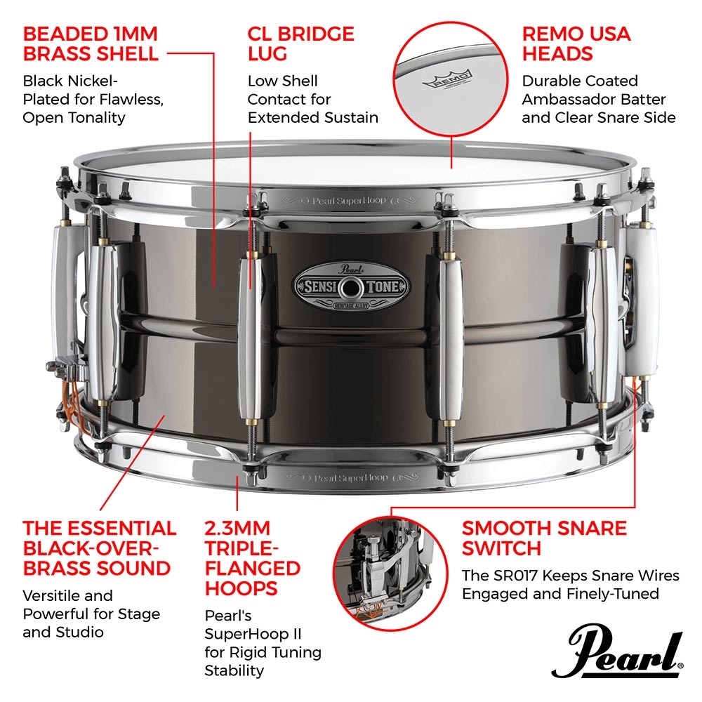 https://www.worldofmusic.com.au/wp-content/uploads/2022/08/Pearl-Sensitone-Heritage-Alloy-Black-Brass-14x6.5-Snare-Drum-Info.jpg