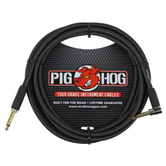 Pig Hog Black Woven 10ft Instrument Cable Right Angle