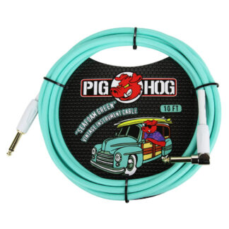 Pig Hog Sea Foam Green 10ft Instrument Cable Right Angle