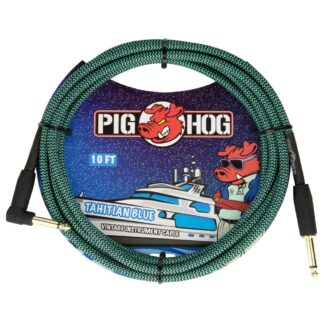 Pig Hog Tahitian Blue 10ft Instrument Cable Right Angle