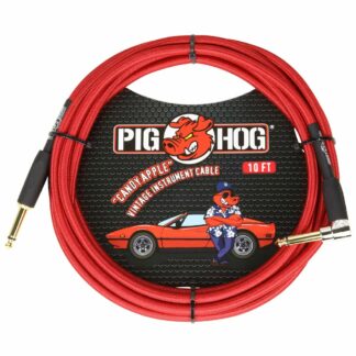 Pig Hog Woven Candy Apple 10ft Instrument Cable Right Angle