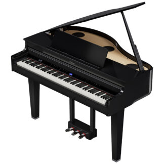 Roland GP6PE Mini Grand Piano - Polished Ebony W/Piano Bench Open Above