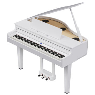 Roland GP6PW Mini Grand Piano - Polished White W/Piano Bench Open Above