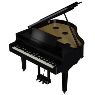 Roland GP9PE Grand Piano - Polished Ebony W/Piano Bench Angle Above