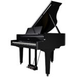 Roland GP9PE Grand Piano - Polished Ebony W/Piano Bench Angle Side