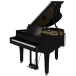 Roland GP9PE Grand Piano - Polished Ebony W/Piano Bench Open Angle