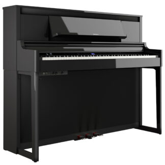 Roland LX6PE Digital Piano Polished Ebony W/Piano Bench Angle