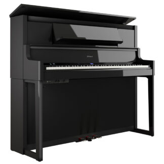 Roland LX9PE Digital Piano Polished Ebony W/Piano Bench Angle