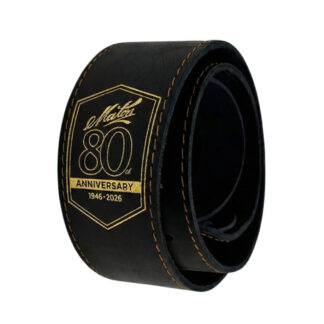 Maton 80th Anniversary Leather Guitar Strap Black w/ Gold Stitching